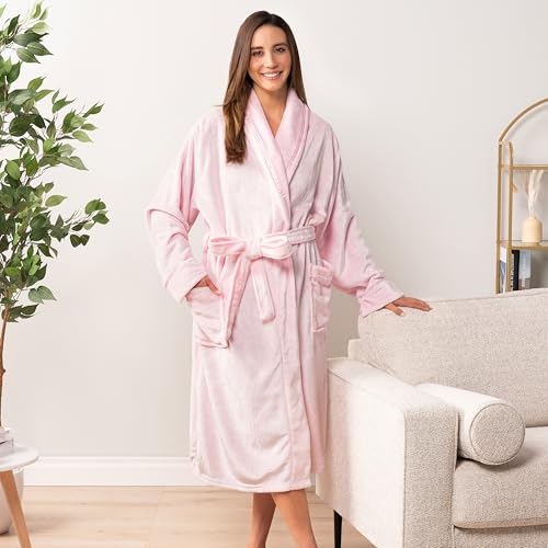 PAVILIA Robes For Women, Fleece Soft Fluffy Bathrobe, Plush Cozy Long Spa Robe4