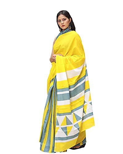 Sari en coton mulmul imprimé main Jaipuri de qualité artisanale Shivanya Handicrafts
