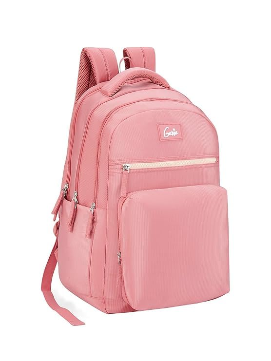 Rue School Backpack For Girls |19 Inch-36 Litres With Laptop Sleeve, Rain cover, Three Compartments, |Best for Books, Water Bottles, Stationery, Laptop, Lunch Box & Essentials - Dusky Peach-image-1