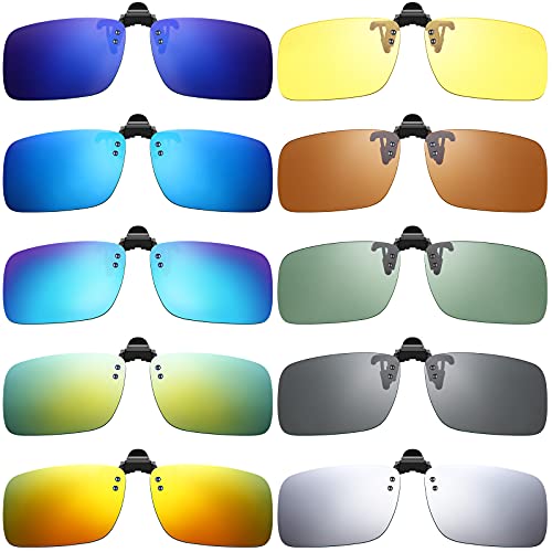 Weewooday 10 Pieces Polarized Clip-on Sunglasses Rimless Sunglasses for Women Men