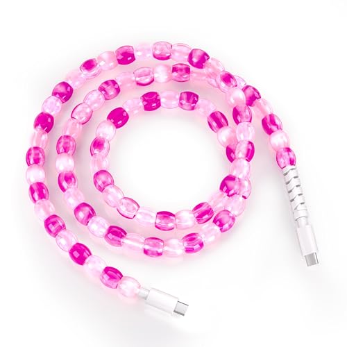 SAMONPOW USB C to USB C Cable for iPhone 17 16 Charger Cord 3.3FT 60W Type C Charger Cord Pink Red Jade Beaded USBC Phone Cable Fast Charging for iPhone 17 16 15 Pro Max for Samsung Galaxy S25 S24