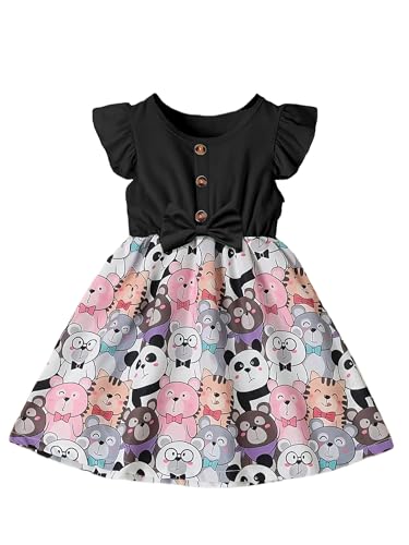 Image of Buy & Try Lycra Panda Printed Girls Frock Dress| Short Sleeve Frock for Kids.