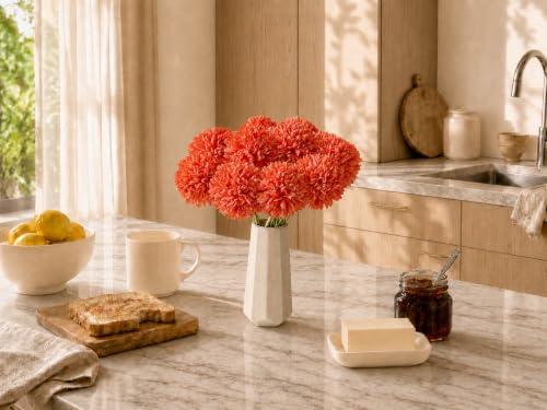 Image of Mandy's 12pcs Artificial Coral Ball Chrysanthemum Flowers