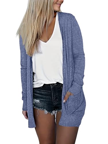 Image of DB MOON Womens Long Cardigan 2026 Fall Lightweight Long Sleeve Open Front Sweater with Pockets