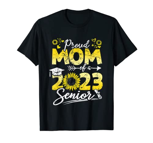 Sunflower 2023 Proud Mom Of 2023 Senior 23 Cap Retro Vintage T-Shirt