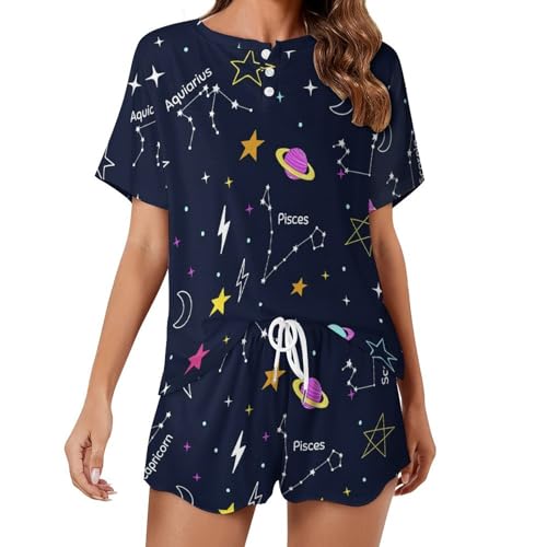 Vêtements de nuit ete pyjama pour femme manches courtes sleepwear confortable