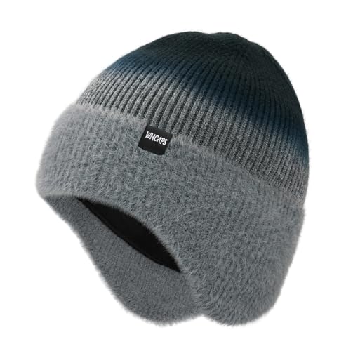 Image of Wmcaps Winter Fleece Line Beanie with Earflap for Men Women, Outdoor Warm Thermal Knitted Hat Stocking Caps