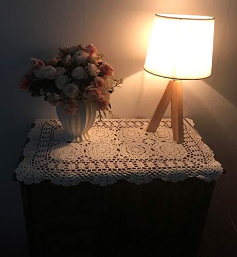 Damanni 2Pc Rectangular Cotton Handmade Crochet Lace Table Runner Doilies Table Dresser Scarf Décor,16 Inch By 24 Inch，White #TOP2