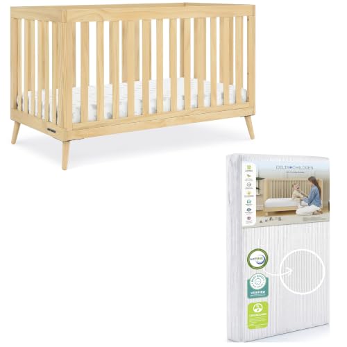 Image of Delta Children Essex 4-in-1 Baby Crib & Mattress, Natural
