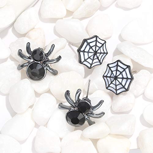 NLCAC Halloween Stud Earrings Set-Mixed Ghost Bat Black Cat Spider Cobweb Halloween Theme Post Stud Earring 9 Pairs4