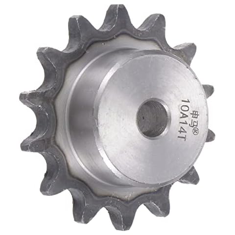 sourcing map 14 Zähne Kettenrad Typ B einsträngig 5/8" Teilung, 12mm Loch A3 Karbonstahl für 50 Rollenkette Cover