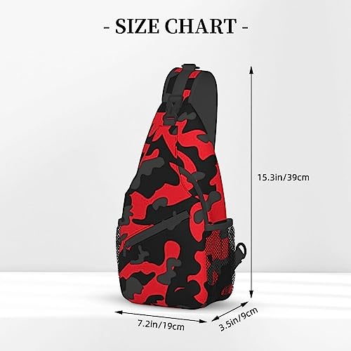 VOOHDDY Red And Black Camo Camouflage Sling Bag For Women Men Travel Hiking Backpack Crossbody Shoulder Chest Bags Casual Daypack Sport2