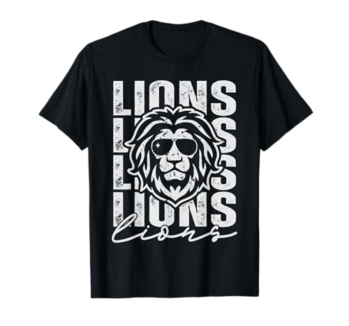 Vintage Lions School Mascot Game Day Men Teacher Boy Women T-Shirt