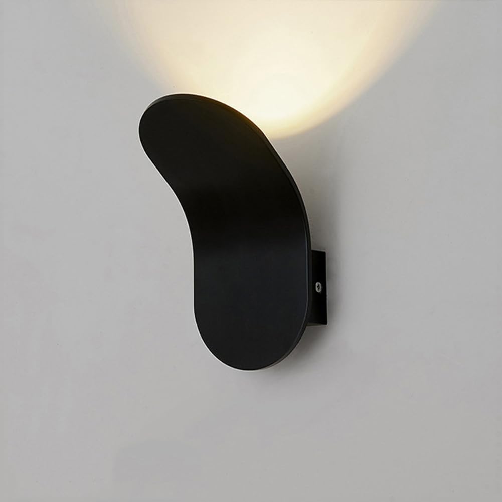 SXSCARKX Wall Light Indoor LED 5W 3000K Warm White Modern Metal Lamp Decorative Sconce for Living Room Bedroom Hallway Corridor Stairs Hall, Black