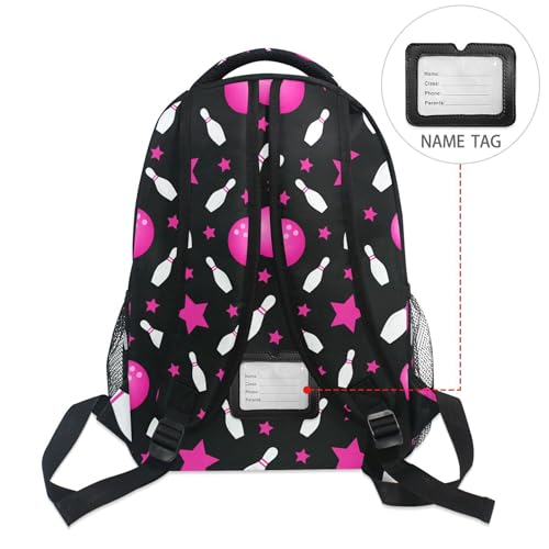Fisyme Bowling Pinks Stars Laptop Backpack Bag Bookbag Casual Hiking Travel Computer Notebooks Daypacks4