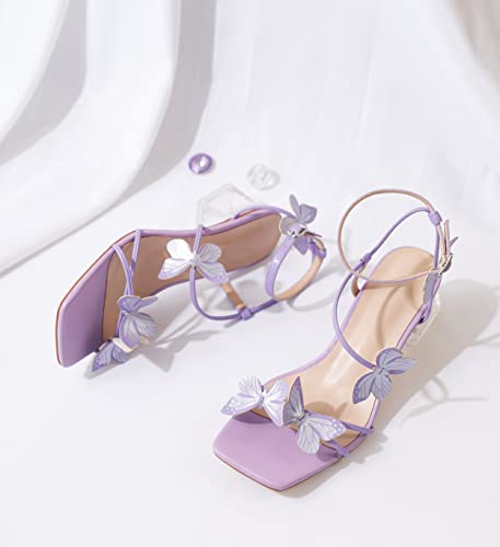 Zamikoo Women's Heeled Sandals Square Open Toe Ankle Strap Block Heels Strappy Clear Heels Chunky Low Heels4