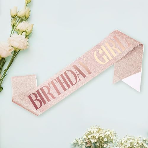 Image of Curated Cart Birthday Crown and Sash for Women Birthday Girl Sash & Rhinestone Tiara Set - Birthday Decorations Birthday Girl Crowns Tiaras for Women