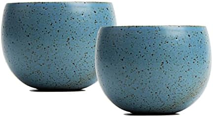 QMFIVE Hand painted ceramic color tea cup for Puer tea (Blue*2pcs)