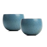 QMFIVE Hand painted ceramic color tea cup for Puer tea (Blue*2pcs)
