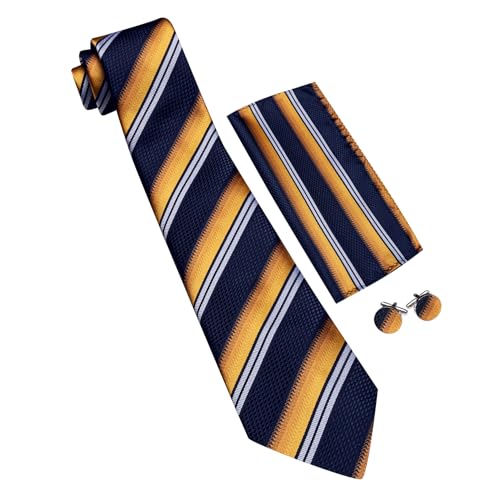 Image of Barry.Wang Mens Tie Set Plaid Check Neckties Formal Business Wedding Luxury Pocket Square Cufflinks
