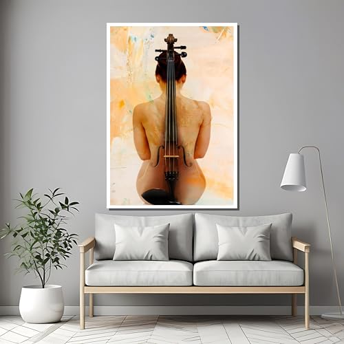 Toile violon décoration murale musique grand format 80x110cm avec cadre