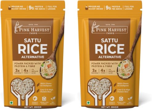 Image of PINK HARVEST FARMS Sattu Rice Alternative | Daibetic Friendly | High Protein | Low GI | Gluten Free | (200 g (Pack of 2))