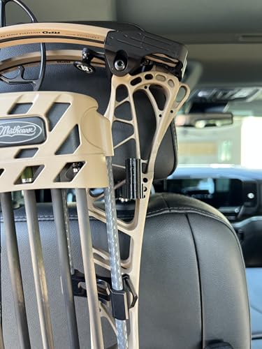 Universal Bow Hanger Headrest Mount, Twist Lock-on Style Vehicle Archery Bow Holder, Black, No-Tool Installation, Heavy-Duty Vehicle Interior Accessory