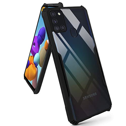 Image of Jkobi Hard PC Crystal Bumper Shockproof Back Cover Case for Samsung Galaxy A21s with Camera Protection (Matte Black)