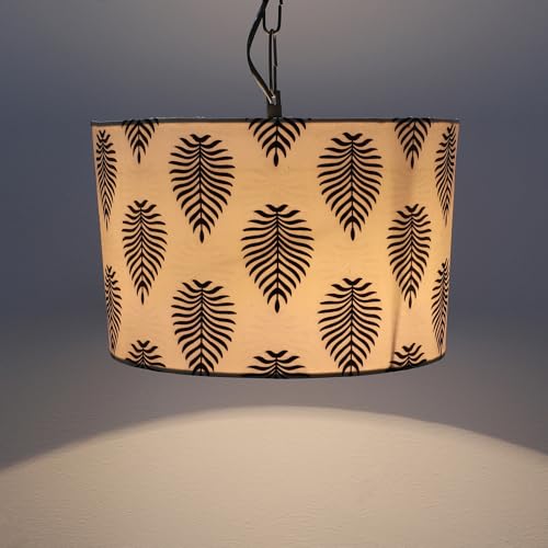 Image of Tu Casa Big Leaf Print Fabric Glow Pendent Light Hanging Lamp For Bedroom, Living Room, Lounge, Office, Gifting Area Without Bulb For Home Decoration (Height - 20 inch)