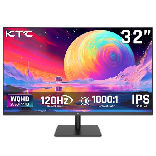 KTC Flat 32 Inch Monitor QHD 1440P 2K 100Hz IPS Large Computer Monitor Ultra Thin Bezels Anti-Blue Light HDR10 103% sRGB 86% DCI-P3 350 Nits 3ms MPRT Adaptive Sync for Working and Gaming