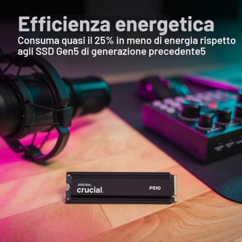 P510 - Ssd Interno - 1 Tb - Pcie Gen4 Nvme M.2 - Con Dissipatore Di Calore - Velocit? Di Lettura Fino A 1100 Mb/s - Ct1000p510ssd5 - Hdd - Immagine 4