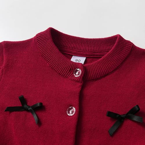 Girls Bowknot Appliques Cardigan Sweaters Button Down Long Sleeve Knit Toddler Kids Fall Winter Cute Outerwear for 2-14 Years4