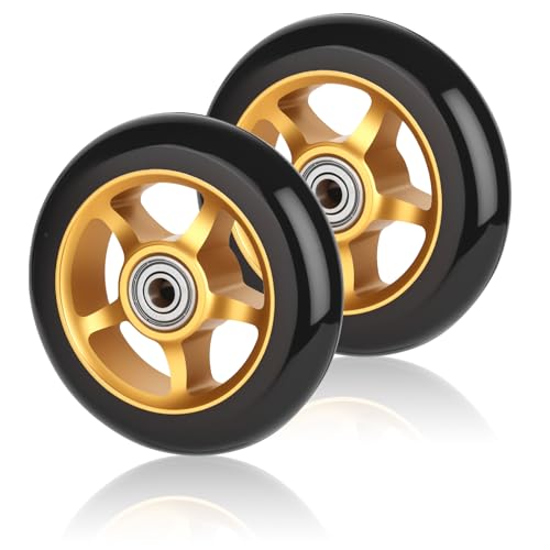 Stunt Scooter Rollen100mm, 2 Stück Stunt Scooter Räder Ersatzräder mit ABEC/ 9 Kugellager/Härtegrad 88A/ Stunts Scooters Reifen für Meisten Stuntscooter und Kickscooter (Gold) Stunt Scooter Rollen100mm, 2 Stück Stunt Scooter Räder Ersatzräder mit ABEC/ 9 Kugellager/Härtegrad 88A/ Stunts Scooters Reifen für Meisten Stuntscooter und Kickscooter (Gold)