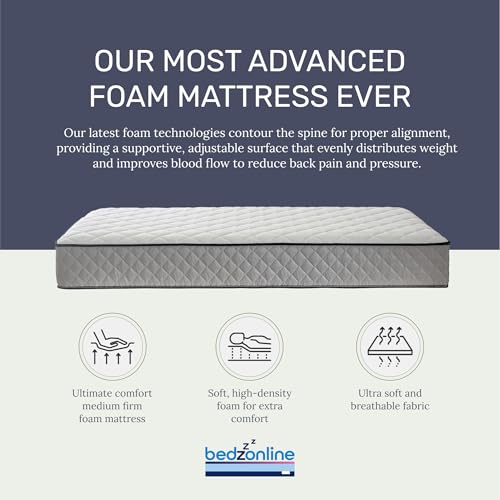 Hybrid Memory Foam & Spring Mattress - 4ft Small Double (190 x 120 x 20 cm) | Thick Medium Firmness & Open Coil Sleep Support | Orthopaedic & Pressure Relief | UK Made & Hypoallergenic