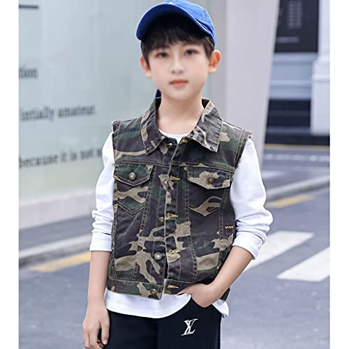 DUOER home Boys Outdoor Camouflage Vest，Handsome and Versatile Casual