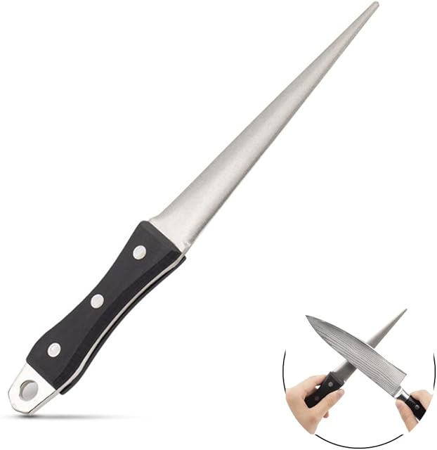 6 inch Diamond Knife Sharpener Rod, Professional Ceramic Sharpening Steel & Multi-Sharpener Chef Sharpening Rod or Stick for Kitchen, Home, Honing Knife Blades Diamond Blade Sharpener