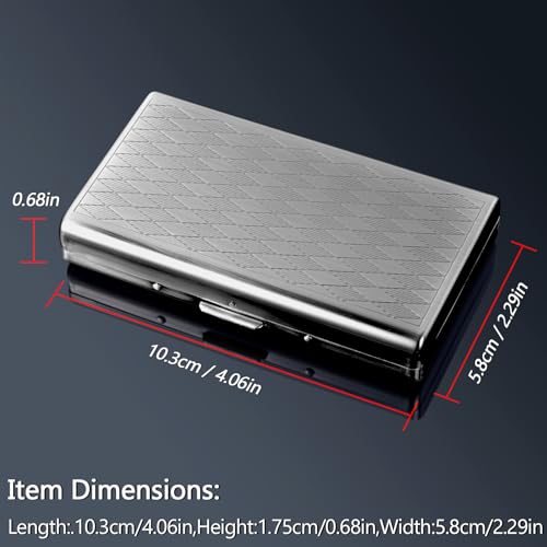 Retro Metal lozenge space pattern case,14 Capacity,Metal Plated antique silver,Double-Sided,Bank Card case, Cash Box(100mm King Size) (antique silver)2