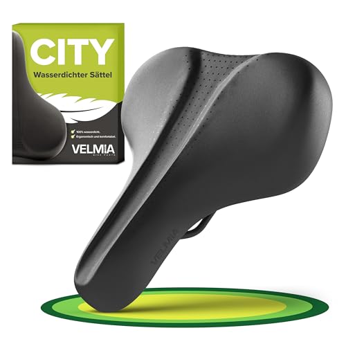 VELMIA Fahrradsattel 100{5e72356c37f0ac32547ba767f9cf333af59ec24b7bf12afcb09cc8c0ef9ec11e} Wasserdicht, nahtloses & ergonomisches Design - komfortabler Fahrradsattel Herren & Damen, Ideal für E-Bikes, Trekking & City sowie Mountainbikes, Sattel VELMIA Fahrradsattel 100{5e72356c37f0ac32547ba767f9cf333af59ec24b7bf12afcb09cc8c0ef9ec11e} Wasserdicht, nahtloses & ergonomisches Design - komfortabler Fahrradsattel Herren & Damen, Ideal für E-Bikes, Trekking & City sowie Mountainbikes, Sattel
