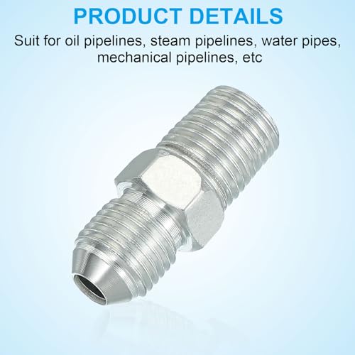 Image of PATIKIL Pipe Adapter Connector 1 /2 inch Male 74 Flare JIC x 1 /4 inch Male R Pipe Fitting Oil Feed Restrictor Fitting Hydraulic Connector for Oil Steam Water Pipelines System