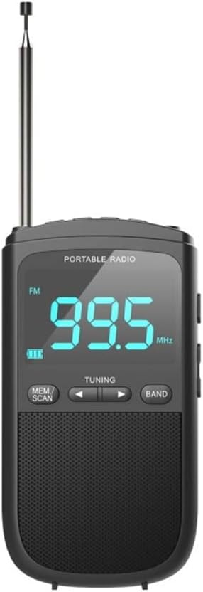 Portable Mini FM/AM Stereo Display Radio Storage Station Clock 3.5mm Headphone Output