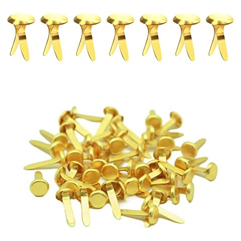 Split Pins, 50 Pcs Gold Pastel Metal Split Pin Craft Pins Brad Paper Fasteners Split Pin Mini Brads Round Brads for DIY Crafts Projects Scrapbooking Office Cover