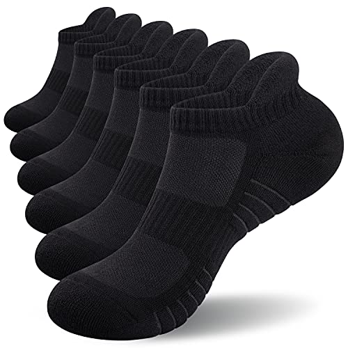 Benirap Mens Tranier Socks Cushioned Running Socks, Anti-Blister Cotton Ankle Sports Sock for Men Women Low Cut Breathable Athletic Sock(6 Pairs)
