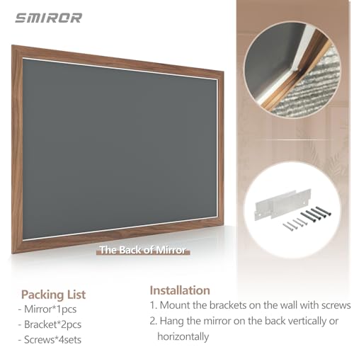 Smiror24x36inchwoodgrainbathroommirrorsforoversinkwalnutmetalframedvanitymirrorforwallrectangularrightanglecornerthickframehorizontallyvertically Urban Country Home Decor Smiror 24×36 inch wood grain bathroom mirrors for over sink walnut metal framed vanity mirror for wall rectangular right angle corner thick frame horizontallyvertically urban country home decor