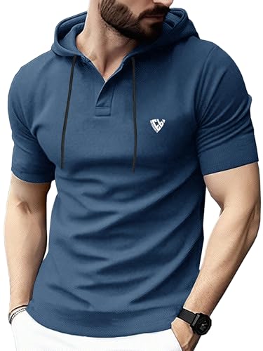 Image of Noble Monk Men's Regular Fit Hoodie T-Shirt for Man |Half Sleeves Tshirt for Men | Casual Wear Stylish T-Shirt for Man | Gym Tshirt for Men