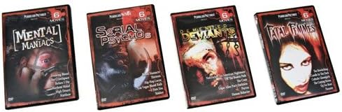 Pendulum Pictures Four DVD Set with Six Movies Each. Totaling 24 Independent Horror Films (Fatal Femmes, Mental Maniacs, Serial Psychos and Demented Deviants)