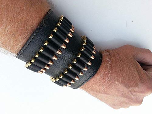 vsdfvsdfv .22 .17/.38.357/.45 Cartridge Belt Slide Pistol Ammunition Carrier Leather (Black.45 Colt/.45 Long Colt/.454/.454 Casull)