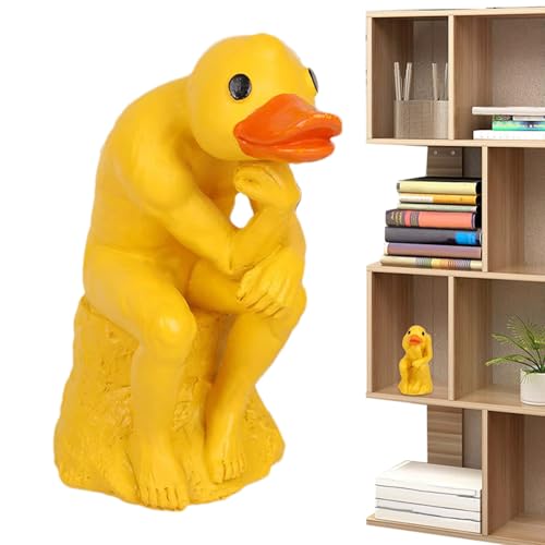 Canard pensant en résine – Décorations de cour de canard, statue de sculpture en résine, statues de jardin en plein air, statue de canard mignonne, décoration artistique