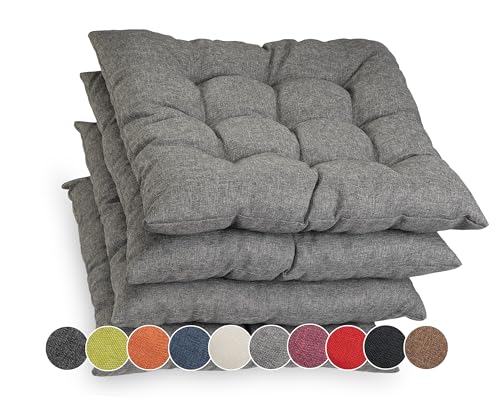 sunnypillow Lot de 4 Coussins de Chaise avec Rubans | 45x45 cm épaisseur : 8 cm - Confortables | Galette de Chaise Maison et Jardin, extérieur/intérieur...