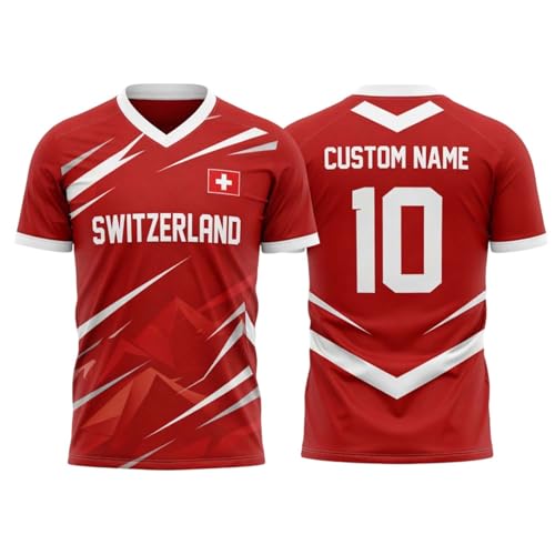 Switzerland Soccer Jersey Custom Name Number for Men Women, Personalized Switzerland Soccer Fan Shirt, Swiss Fan Jerseys, Country Pride Soccer Shirt, Game Day Supporter Apparel Gift