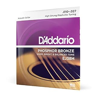 D’Addario EJ38H Cordes en bronze phosphoreux pour guitare acoustique High Strung/Nashville 10-27 - Les Beatles, Paul McCartney, John Lennon, RIngo Starr, George Harrison